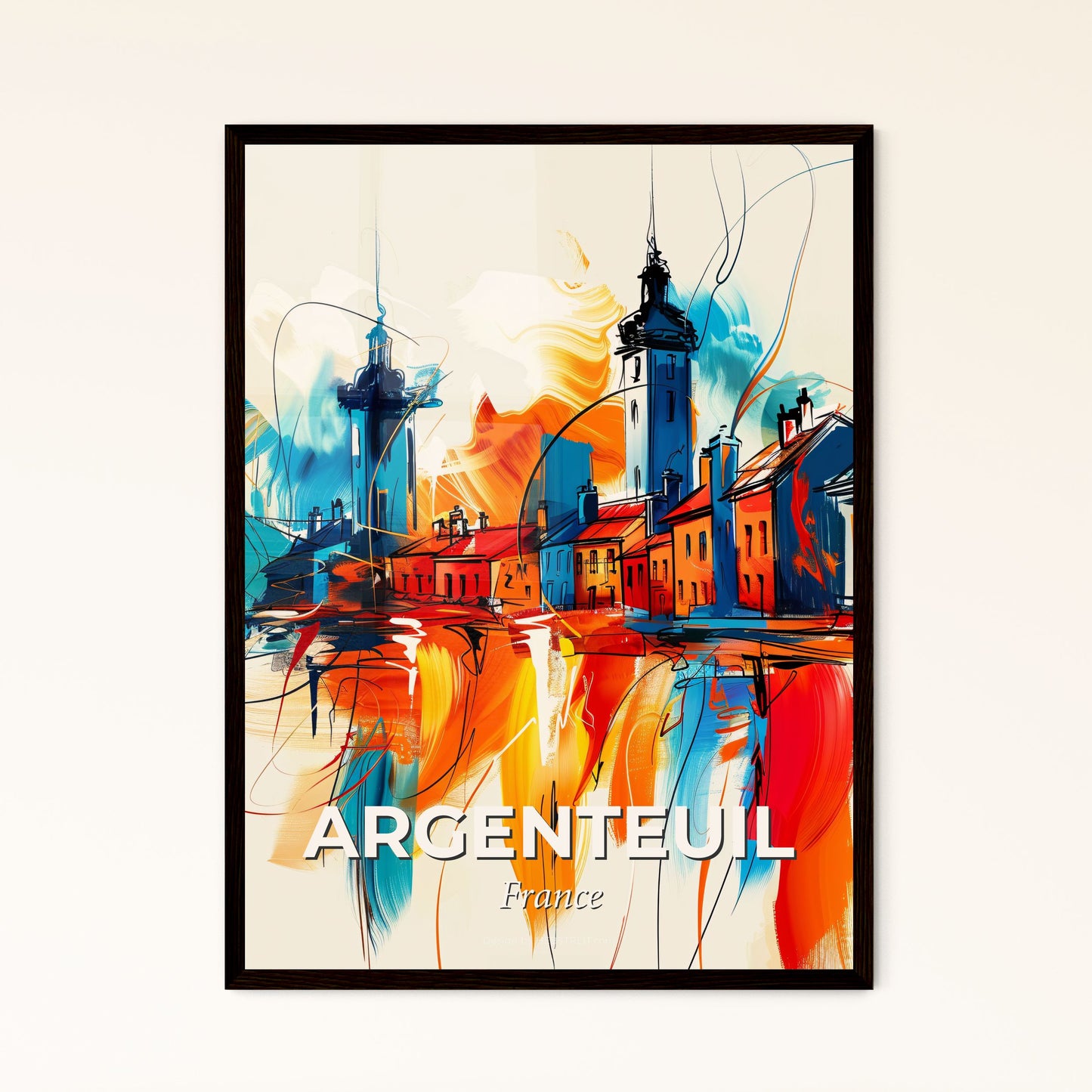 Vibrant Argenteuil, France - A Colorful Painting Of Buildings