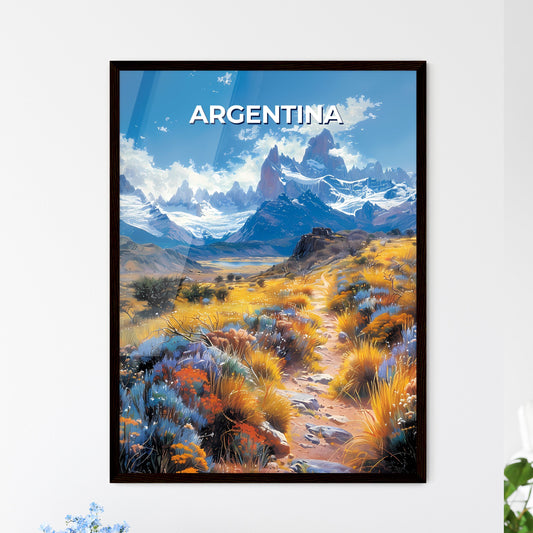 Vibrant South American Landscape, Argentina, Painting, Mountains, Flowers