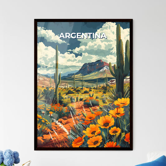 Desert landscape artwork, Argentina, South America, painting, cactuses, mountains, art, vibrant colors, canvas