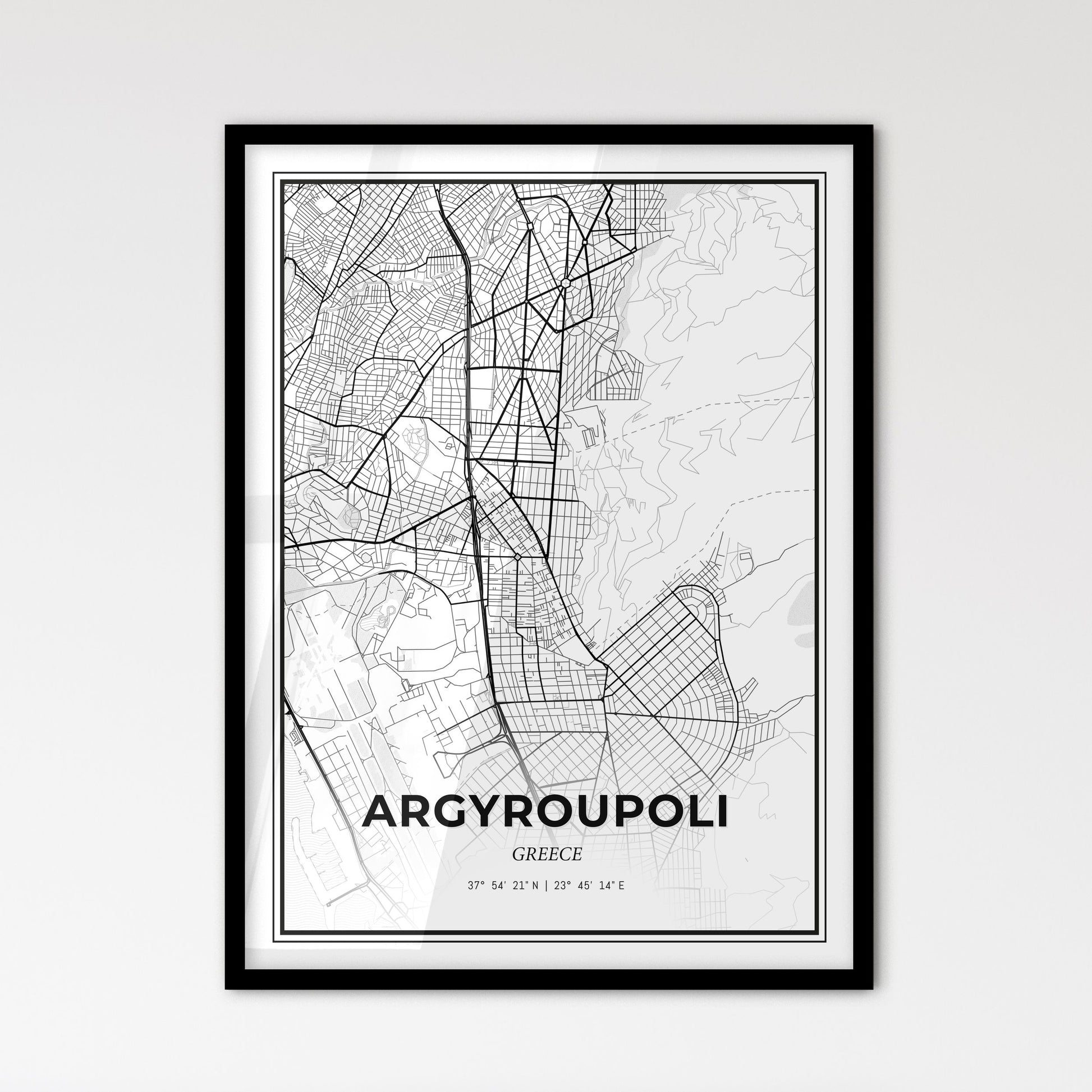 Argyroupoli Greece - Scandinavian Style City Map for Modern Home Decor