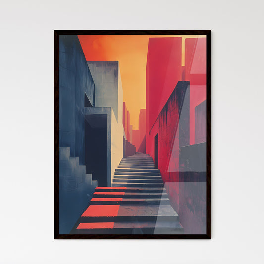 Minimalistic Art Book Cover Design | Staircase to Modern Architecture | Vibrant Painting | Modern Art | Fine Art | Art Print Framed Art