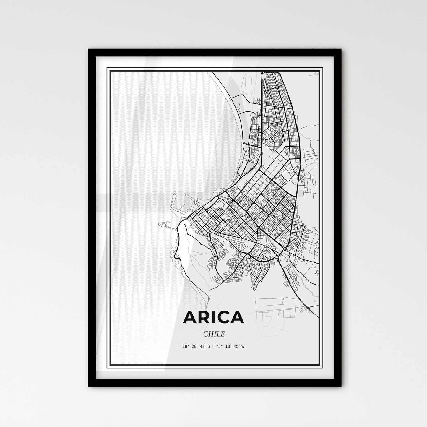 Arica Chile - Scandinavian Style City Map for Modern Home Decor