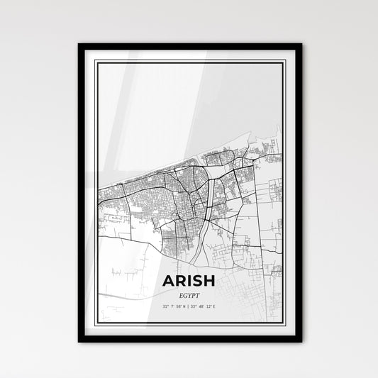 Arish Egypt - Scandinavian Style City Map for Modern Home Decor