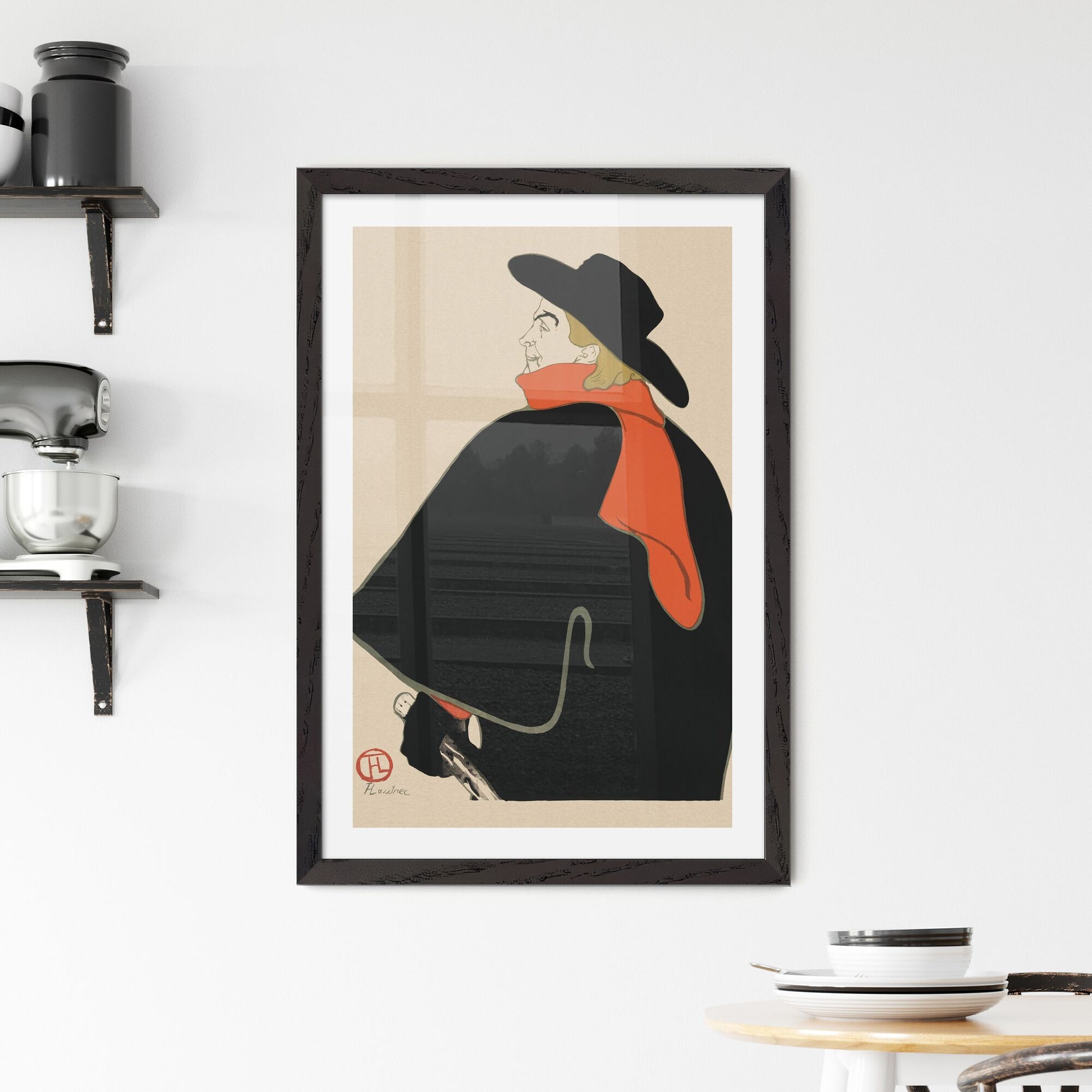 Framed Print of Aristide Bruant, in His Cabaret – Henri de Toulouse-Lautrec