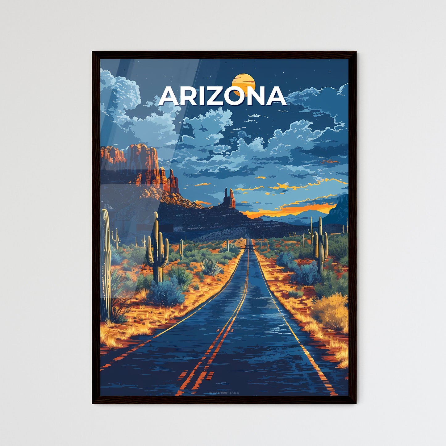 Painting Depicting Vibrant Arizona Desert Roadway