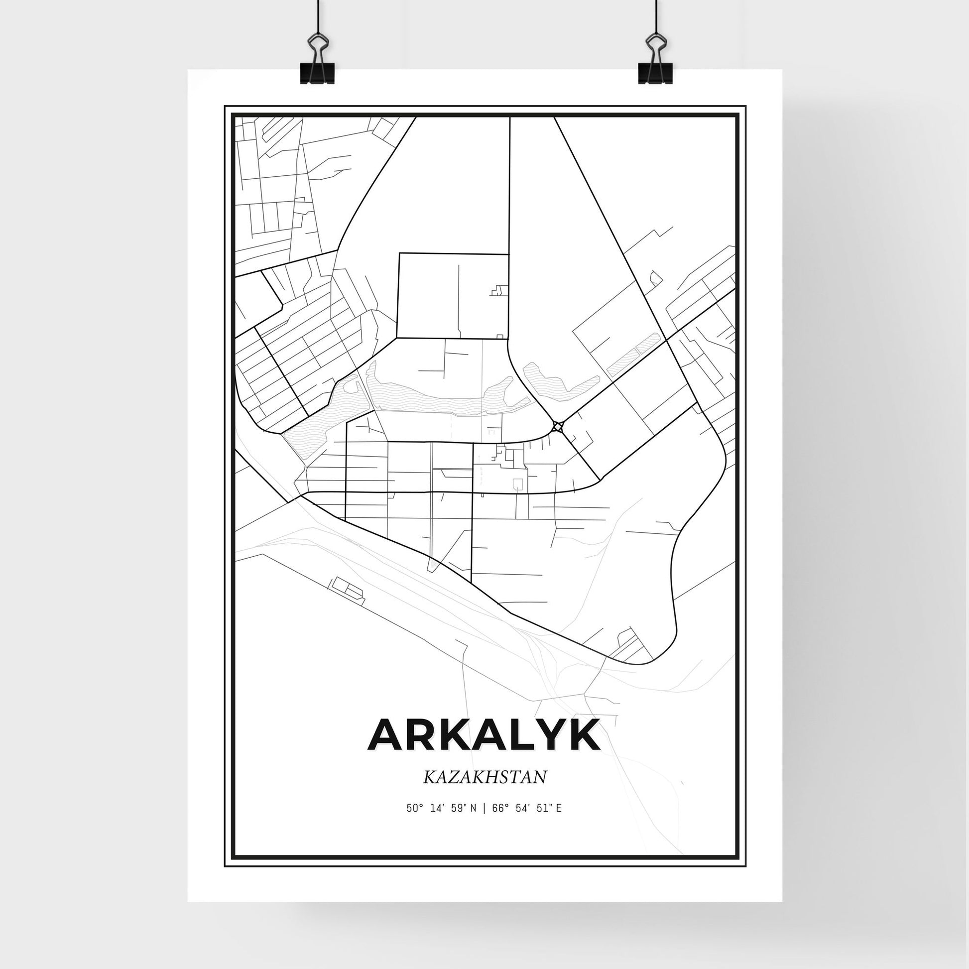 Arkalyk Kazakhstan - Premium City Map Poster