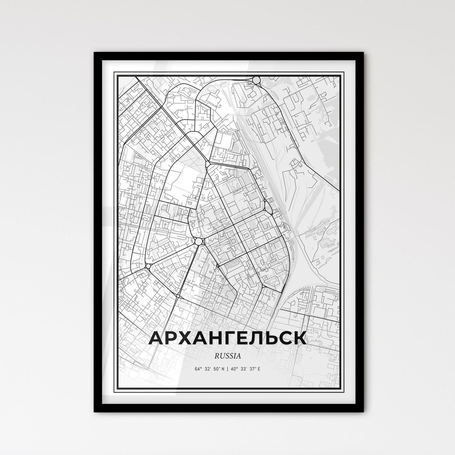 Arkhangelsk Russia - Scandinavian Style City Map for Modern Home Decor