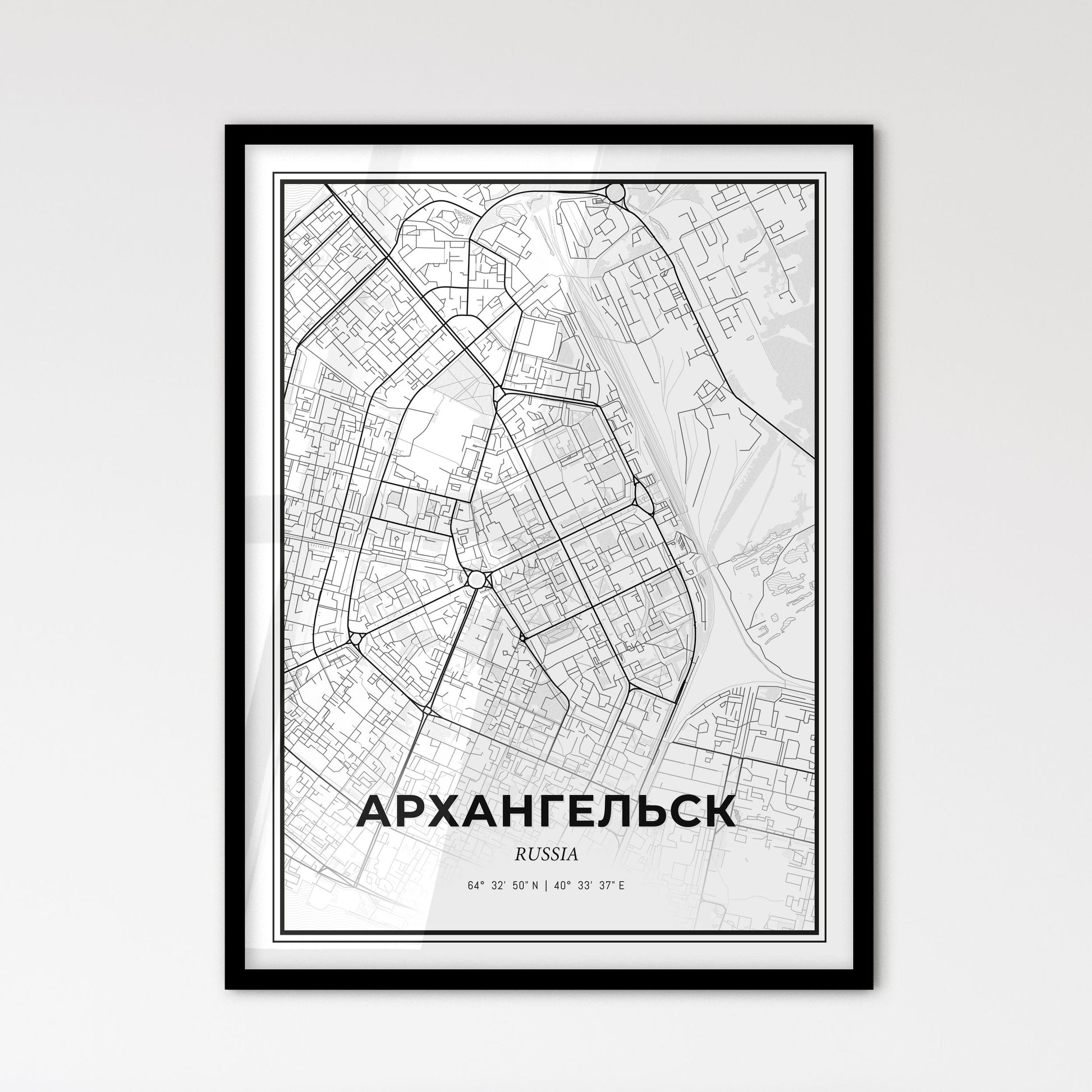 Arkhangelsk Russia - Scandinavian Style City Map for Modern Home Decor