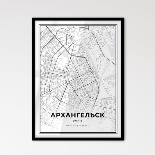 Arkhangelsk Russia - Scandinavian Style City Map for Modern Home Decor