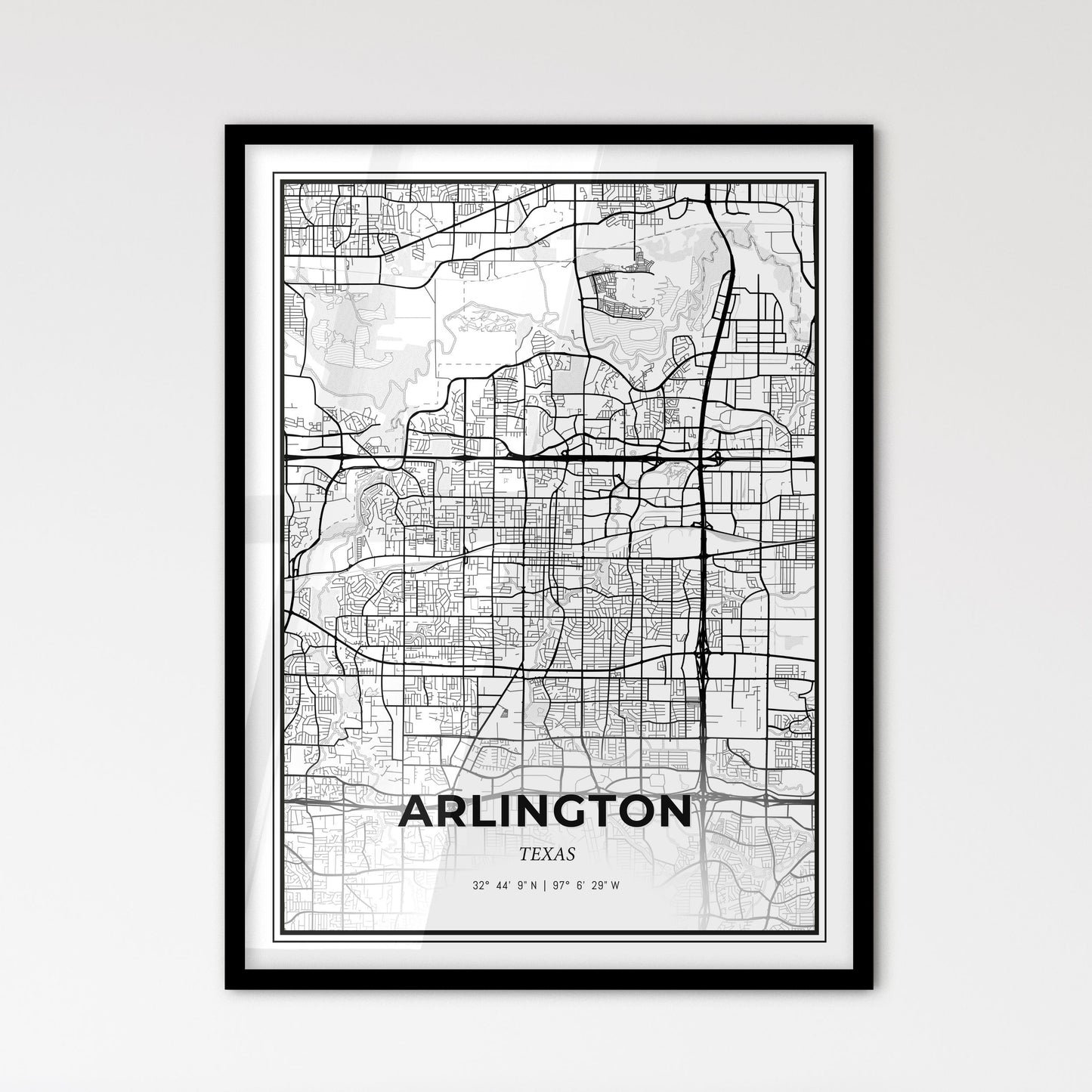 Arlington Texas - Scandinavian Style City Map for Modern Home Decor