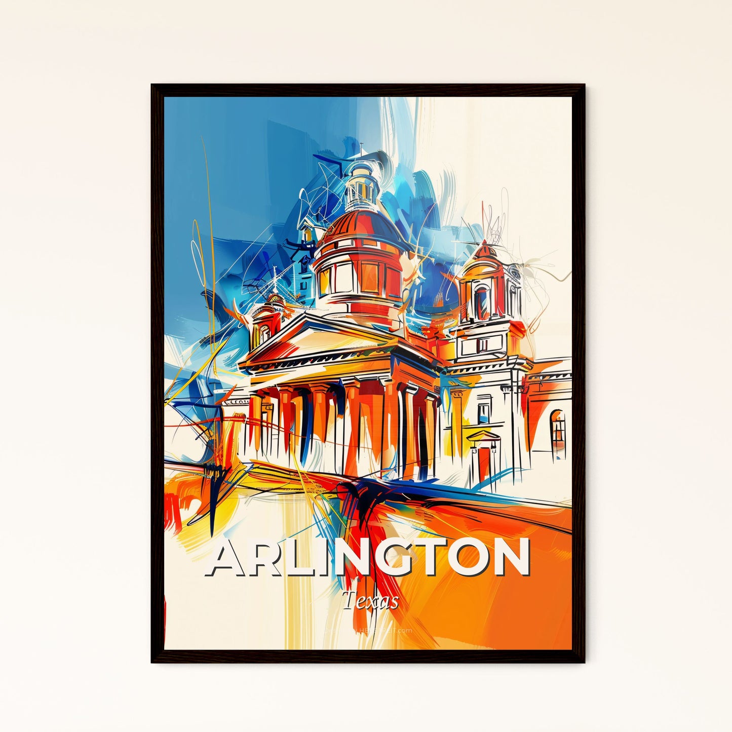 Vibrant Arlington, Texas - A Painting Of A Building