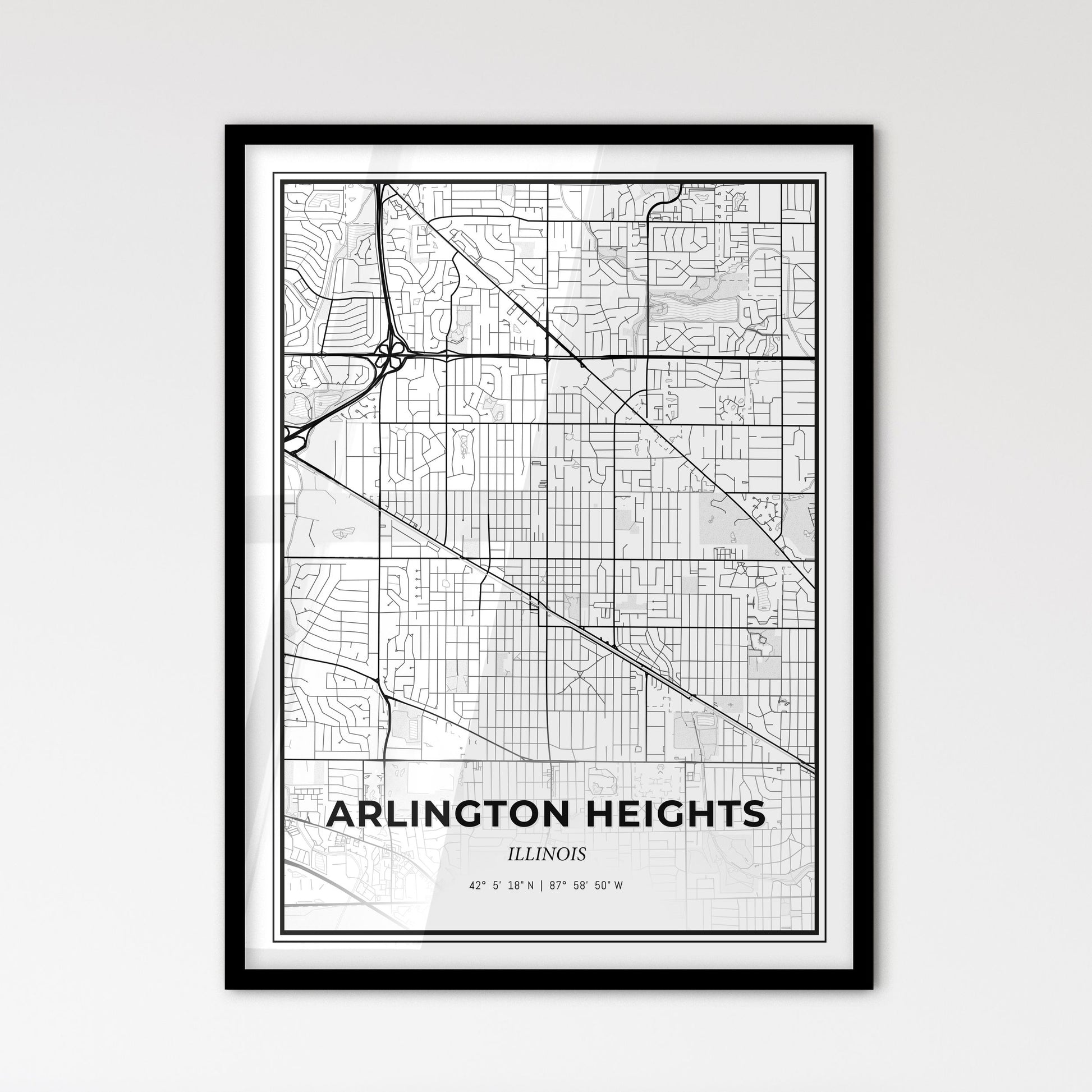 Arlington Heights Illinois - Scandinavian Style City Map for Modern Home Decor