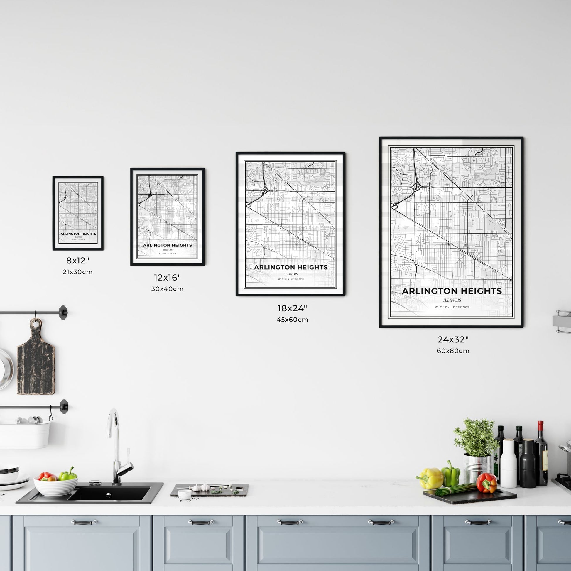 Arlington Heights Illinois - Customizable Modern City Map