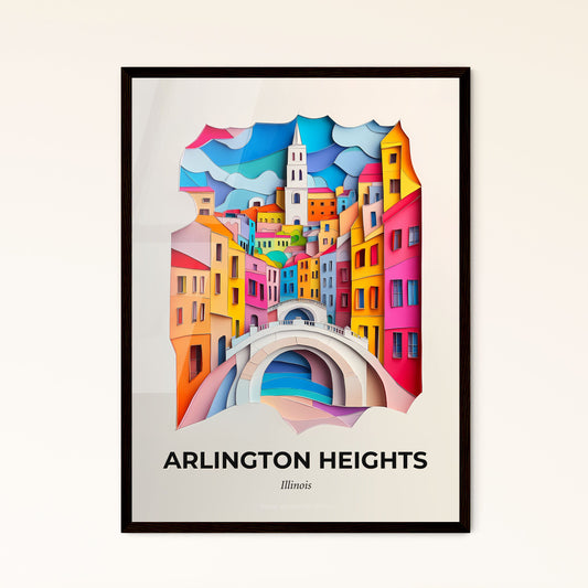 Vivid Arlington Heights, Illinois - a paper cut of a city with a bridge