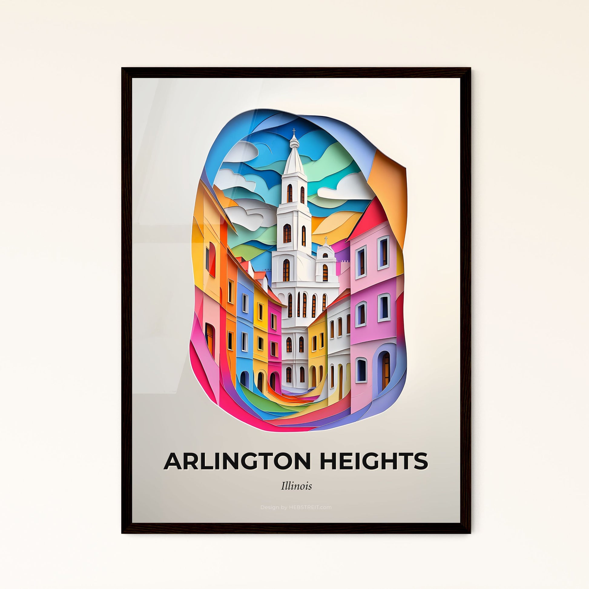 Vivid Arlington Heights, Illinois - a paper cut of a city with a clock tower