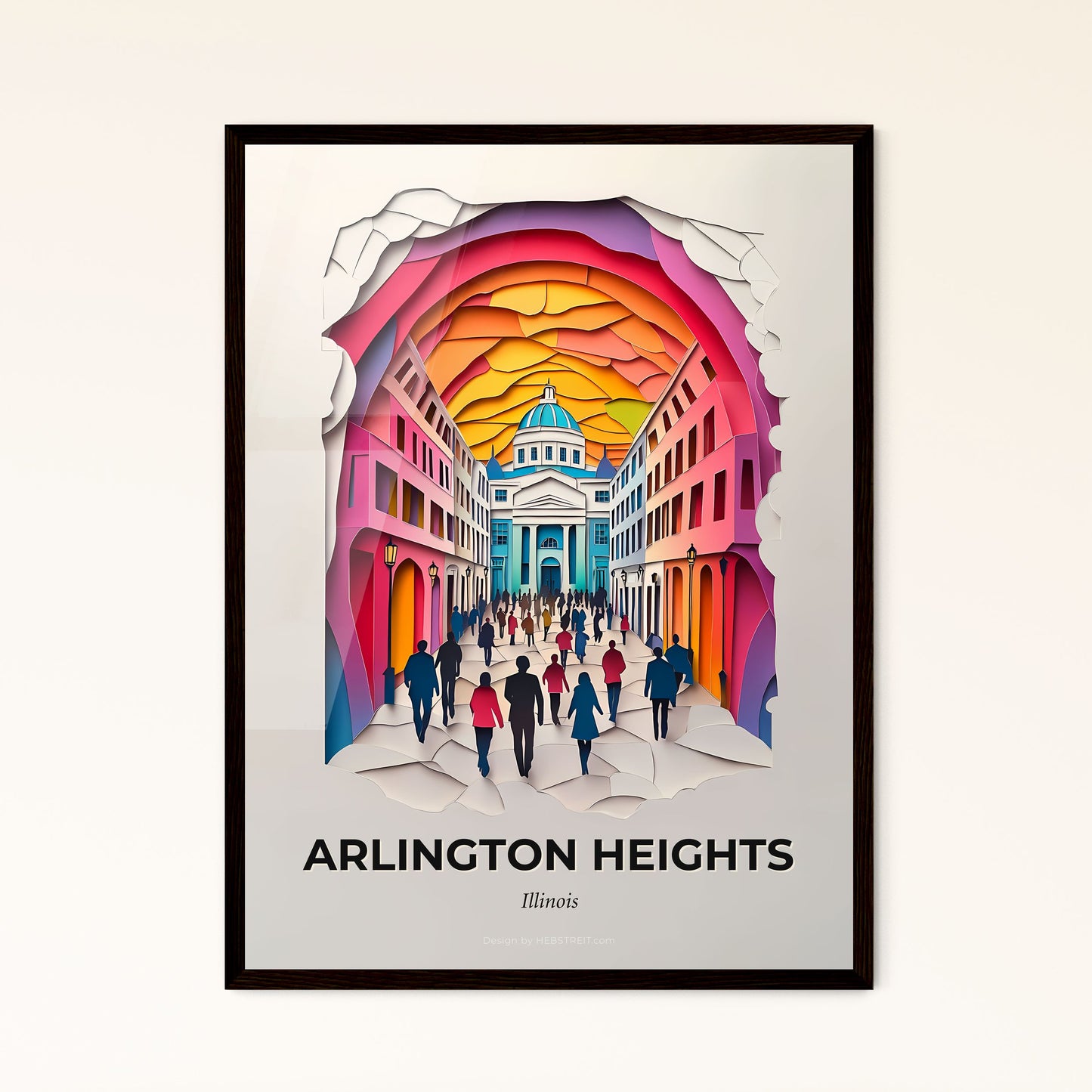 Vivid Arlington Heights, Illinois - a paper cut of a city with people walking