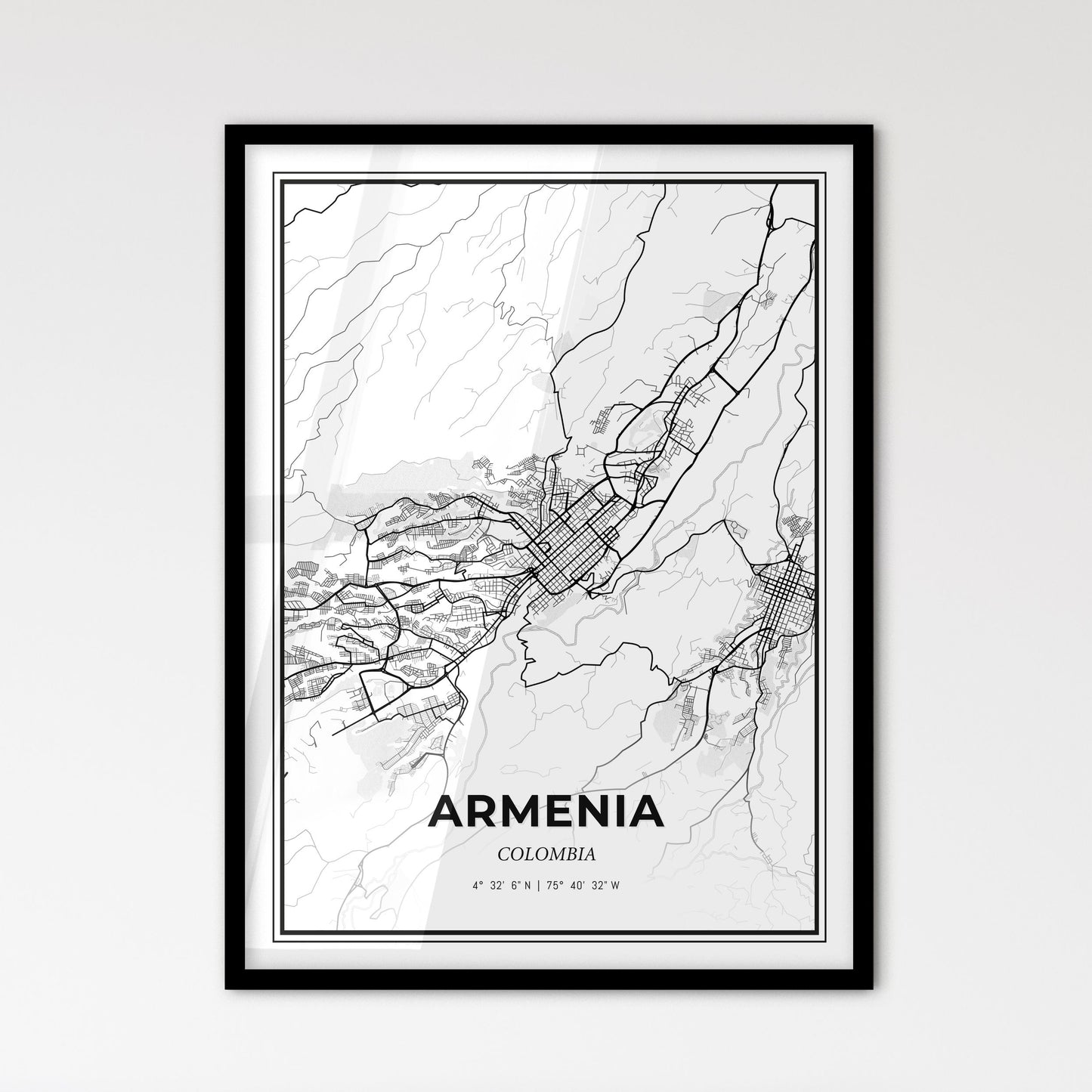 Armenia Colombia - Scandinavian Style City Map for Modern Home Decor