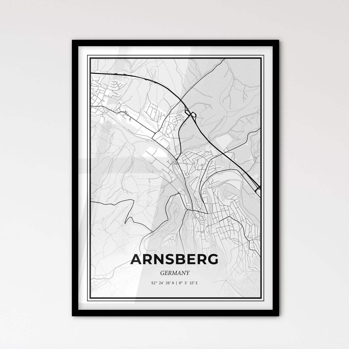 Arnsberg Germany - Scandinavian Style City Map for Modern Home Decor