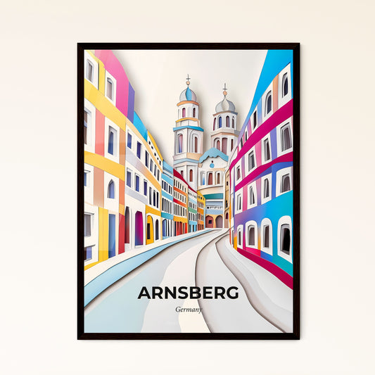 Vivid Arnsberg, Germany - a colorful city street with a train passing by