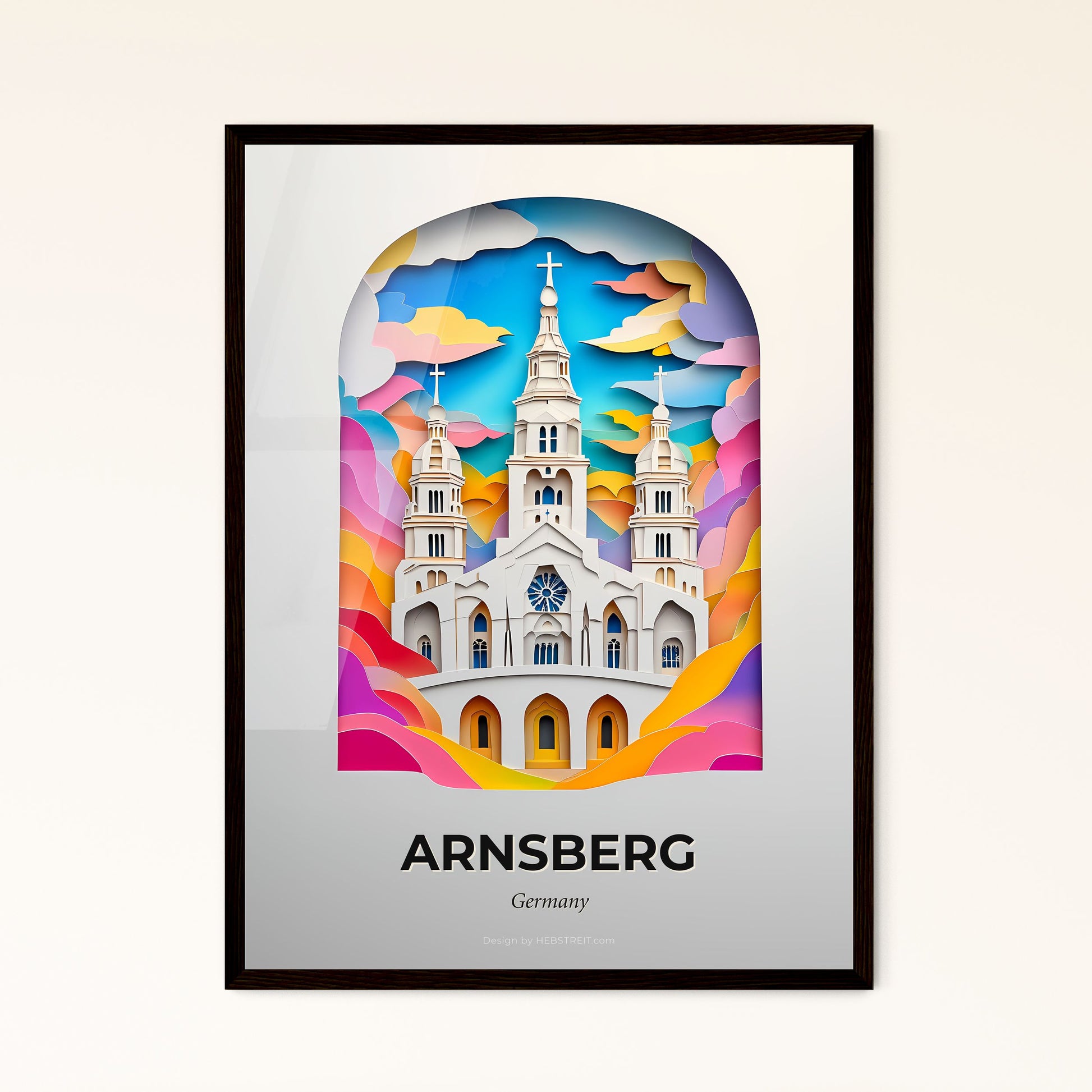 Vivid Arnsberg, Germany - a church with a clock on the front of it