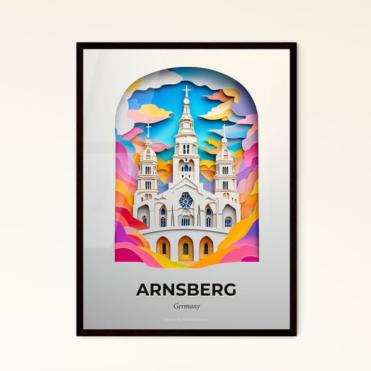 Vivid Arnsberg, Germany - a church with a clock on the front of it