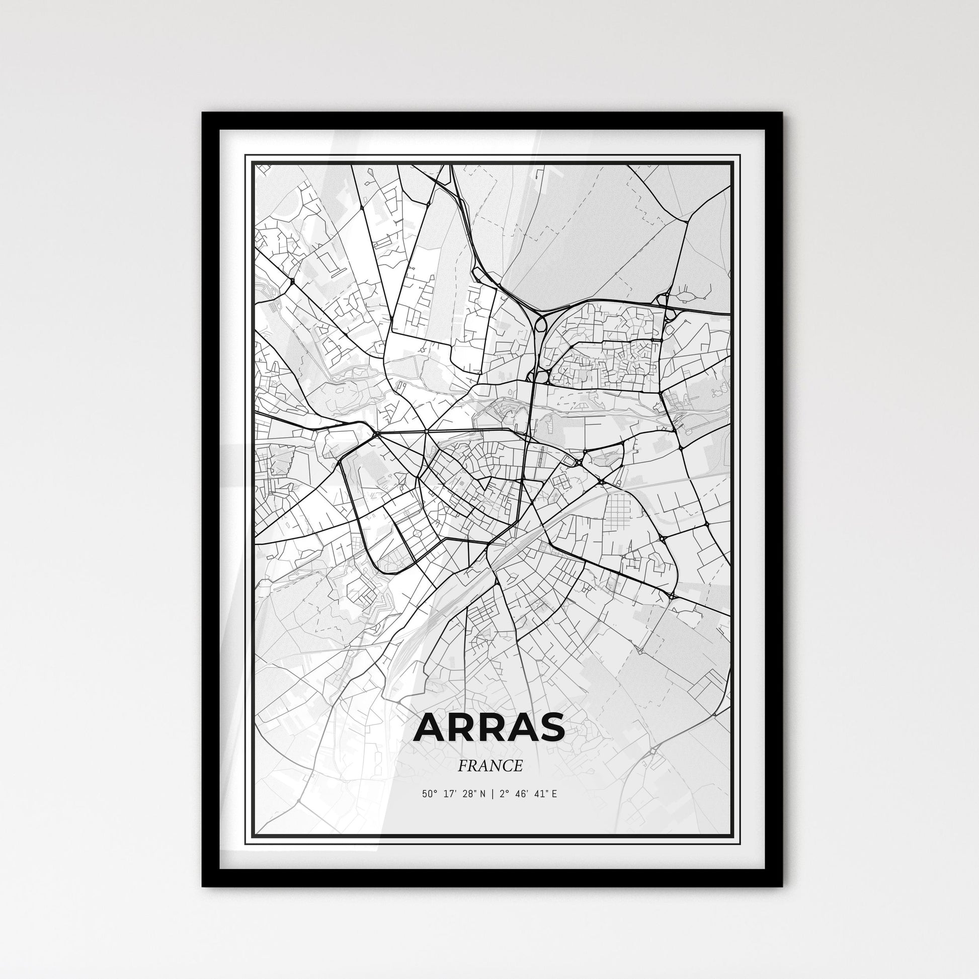 Arras France - Scandinavian Style City Map for Modern Home Decor