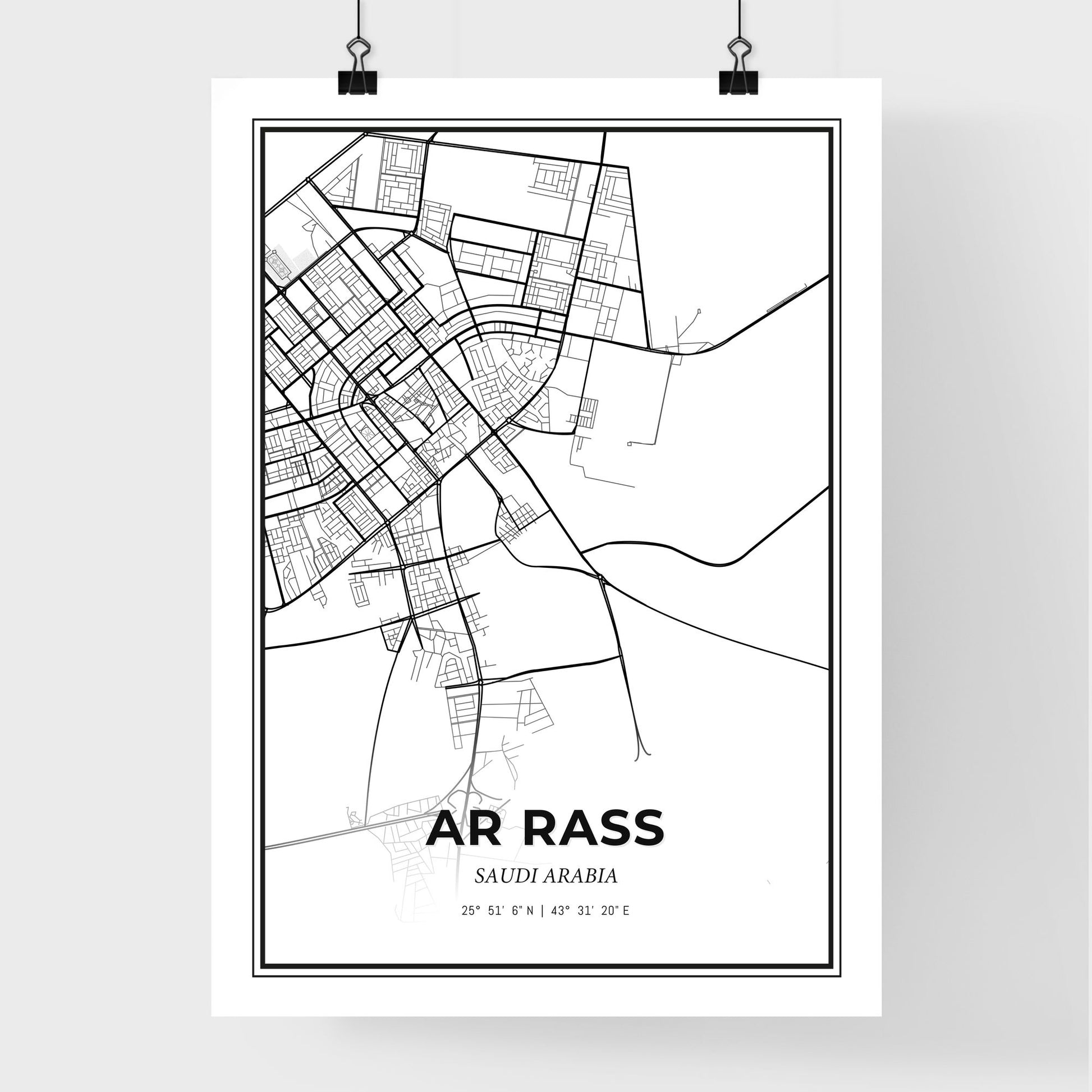 Ar Rass Saudi Arabia - Premium City Map Poster