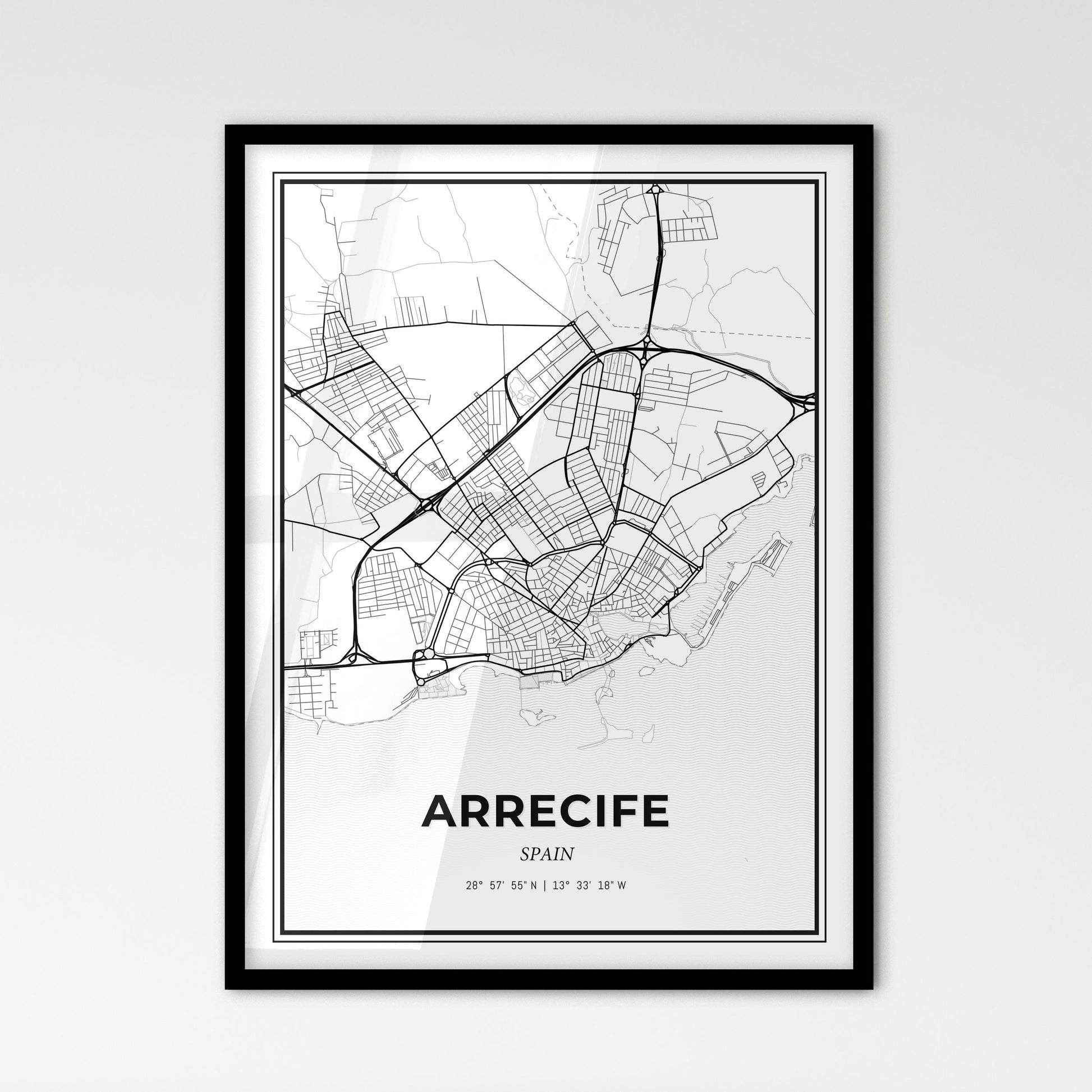 Arrecife Spain - Scandinavian Style City Map for Modern Home Decor