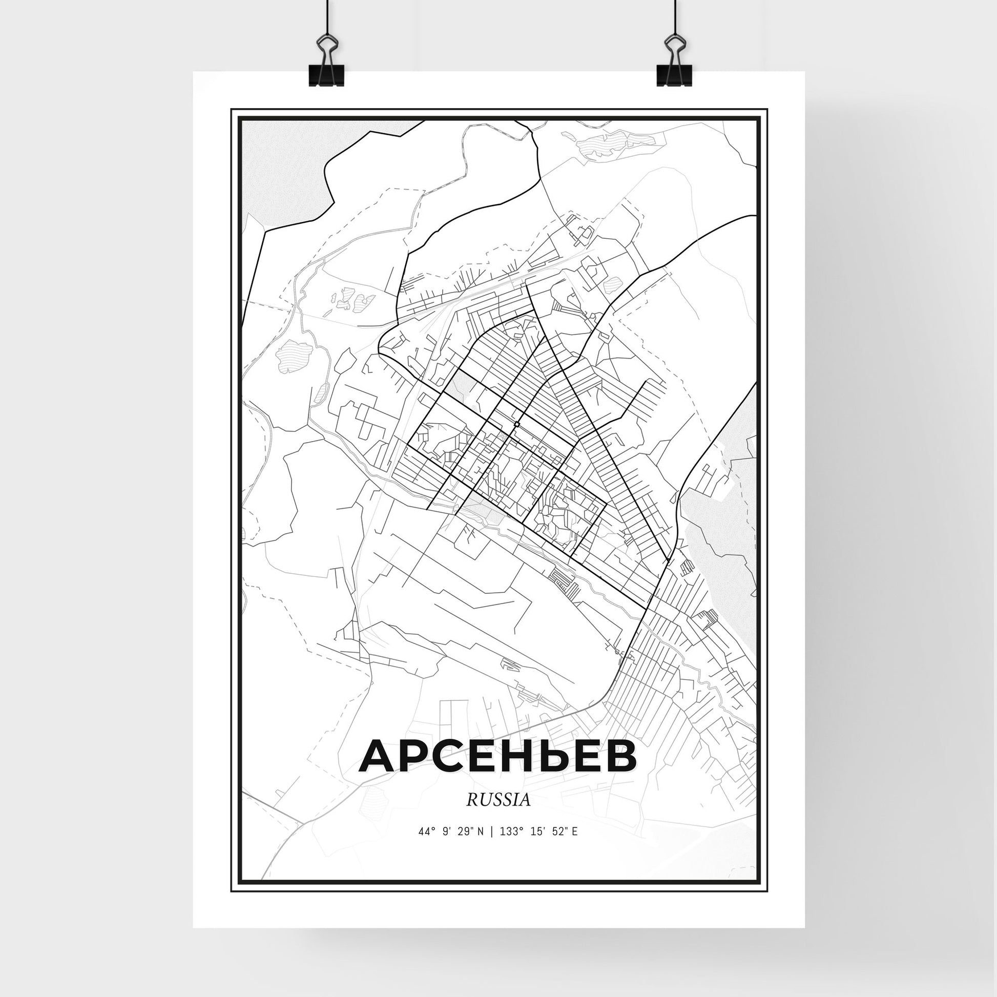 Arsenyev Russia - Premium City Map Poster