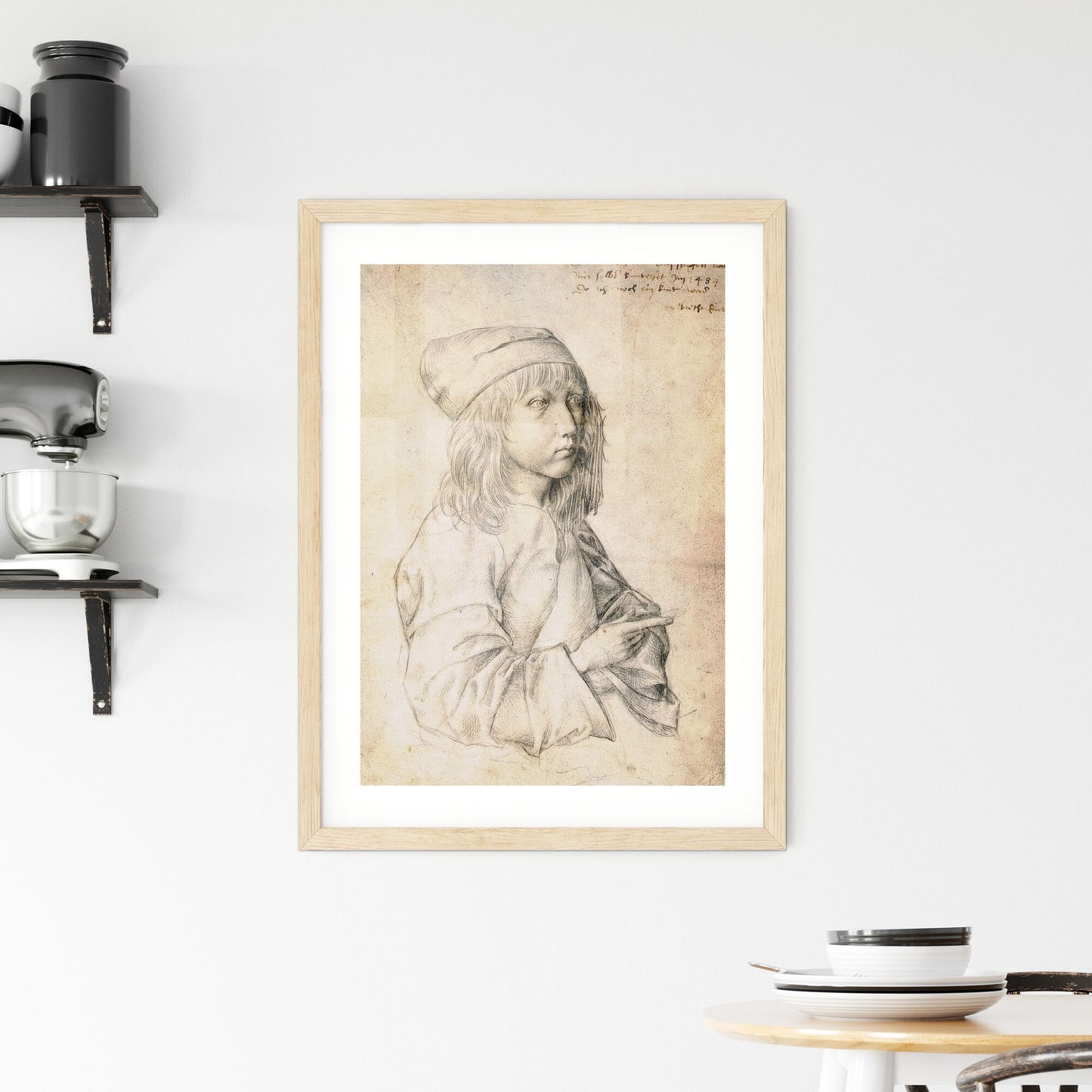 Framed Print of Portrait Study of a Youth in a Cap by Albrecht Dürer
