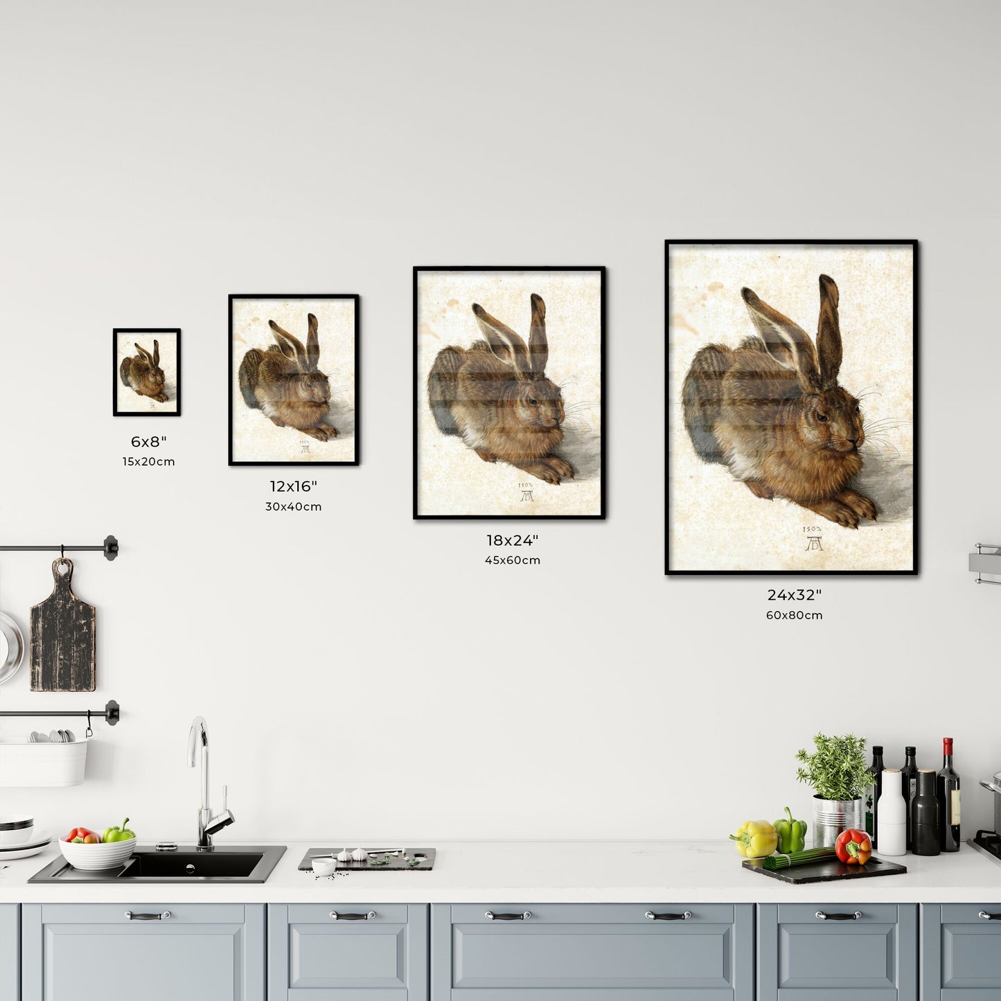 Young Hare by Albrecht Dürer Size Chart
