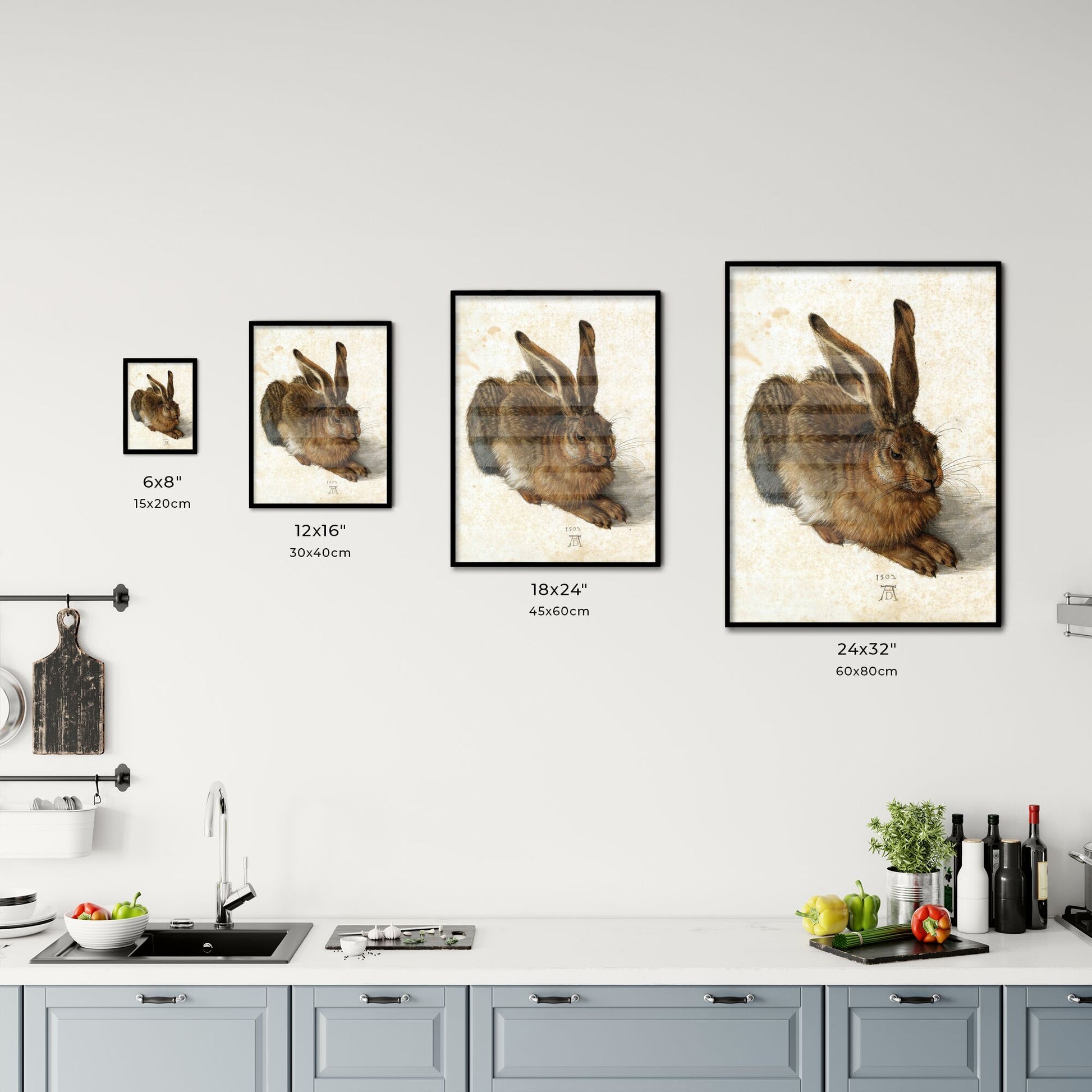 Young Hare by Albrecht Dürer Size Chart
