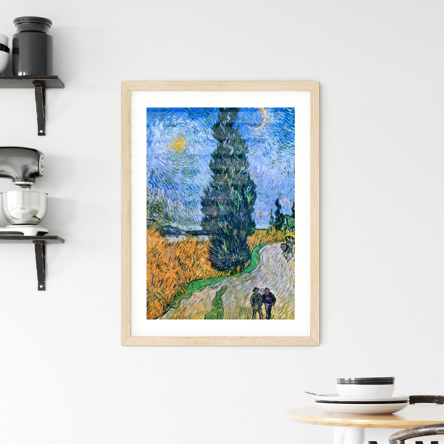 Framed Print of Road with Cypress and Star – Vincent van Gogh