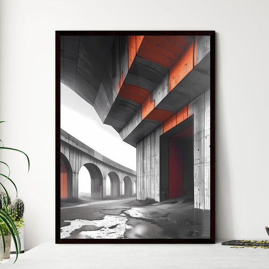Striking Architectural Canvas for Student Artists: Machine-Like Forms, Horizontal Stripes, and Majestic Arches in Concrete Framed Art