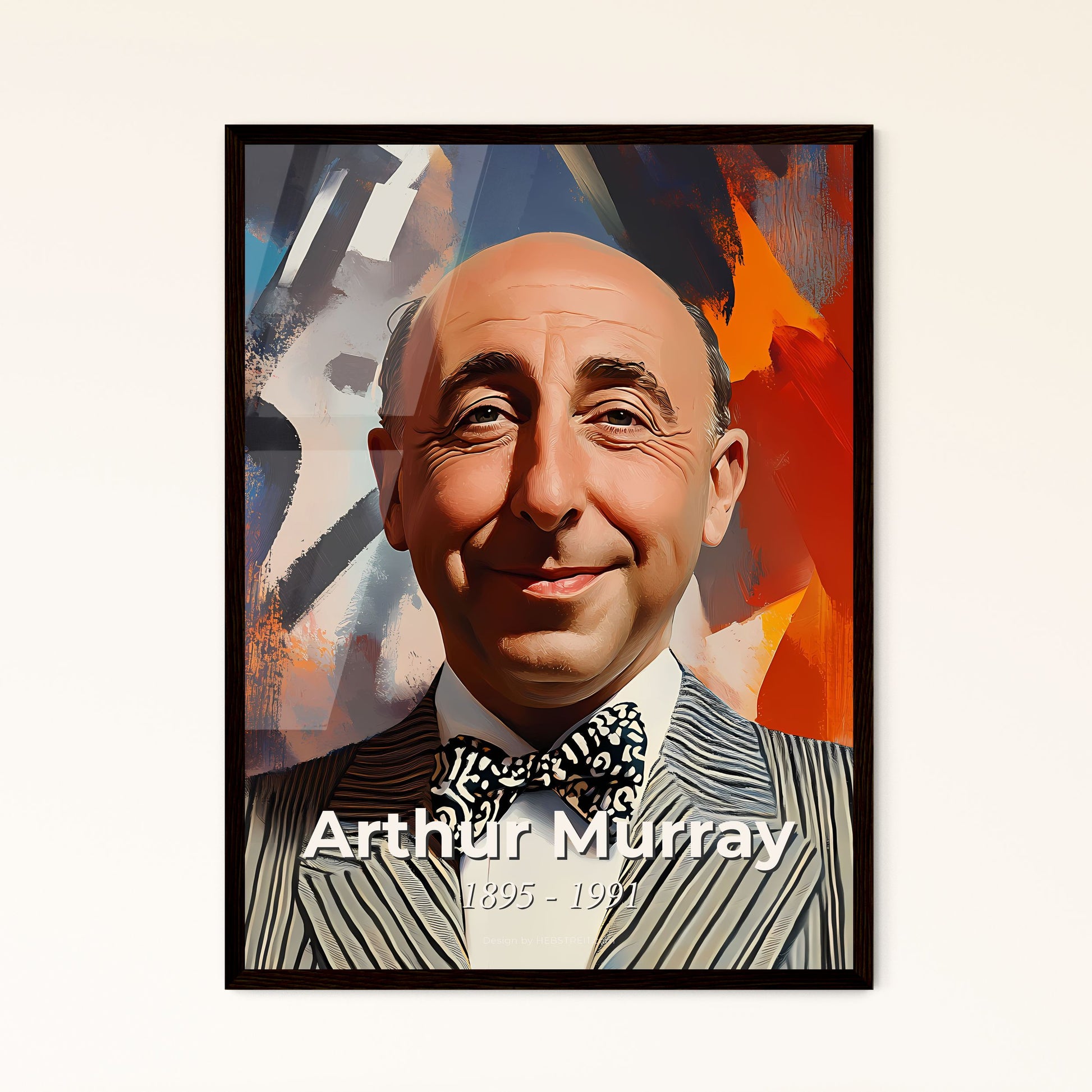 Portrait of Arthur Murray, 1895 - 1991. Impressionistic painting of a man in a suit and bow tie.