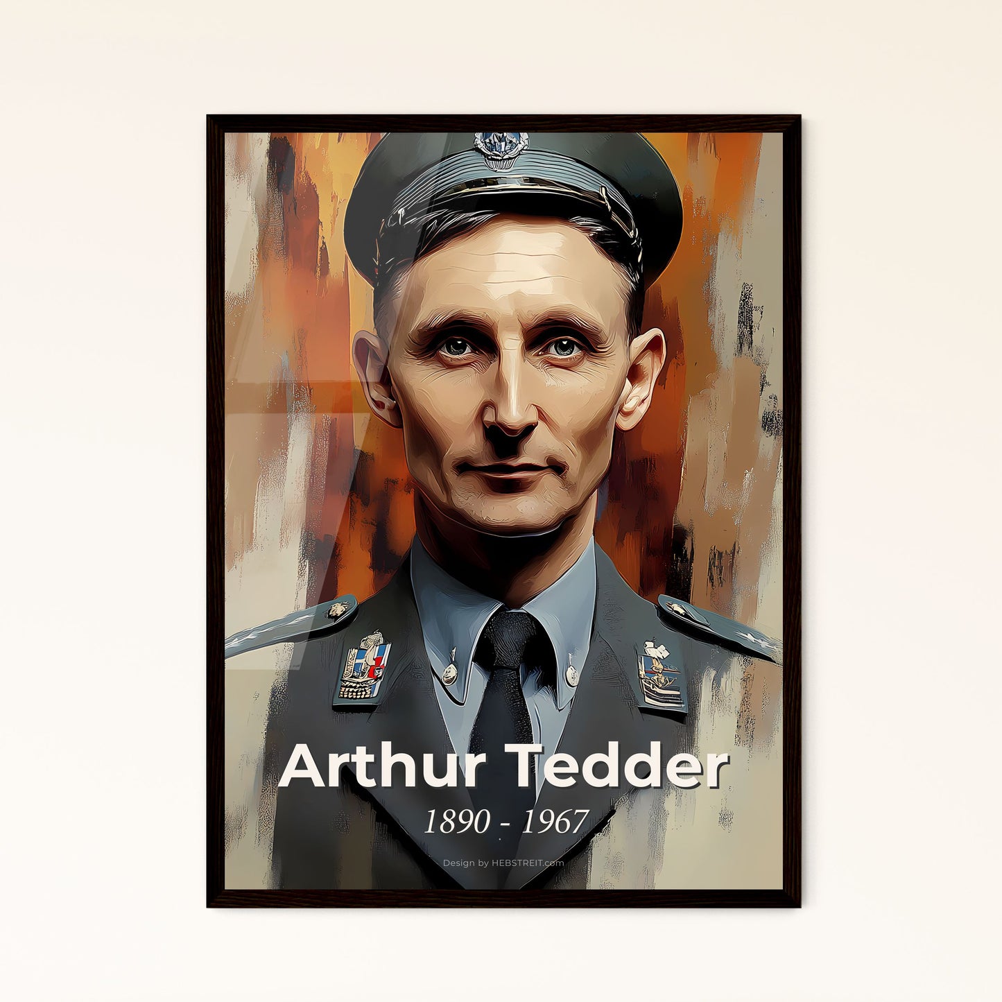 Portrait of Arthur Tedder, 1890 - 1967. Impressionistic painting of a man in a uniform.