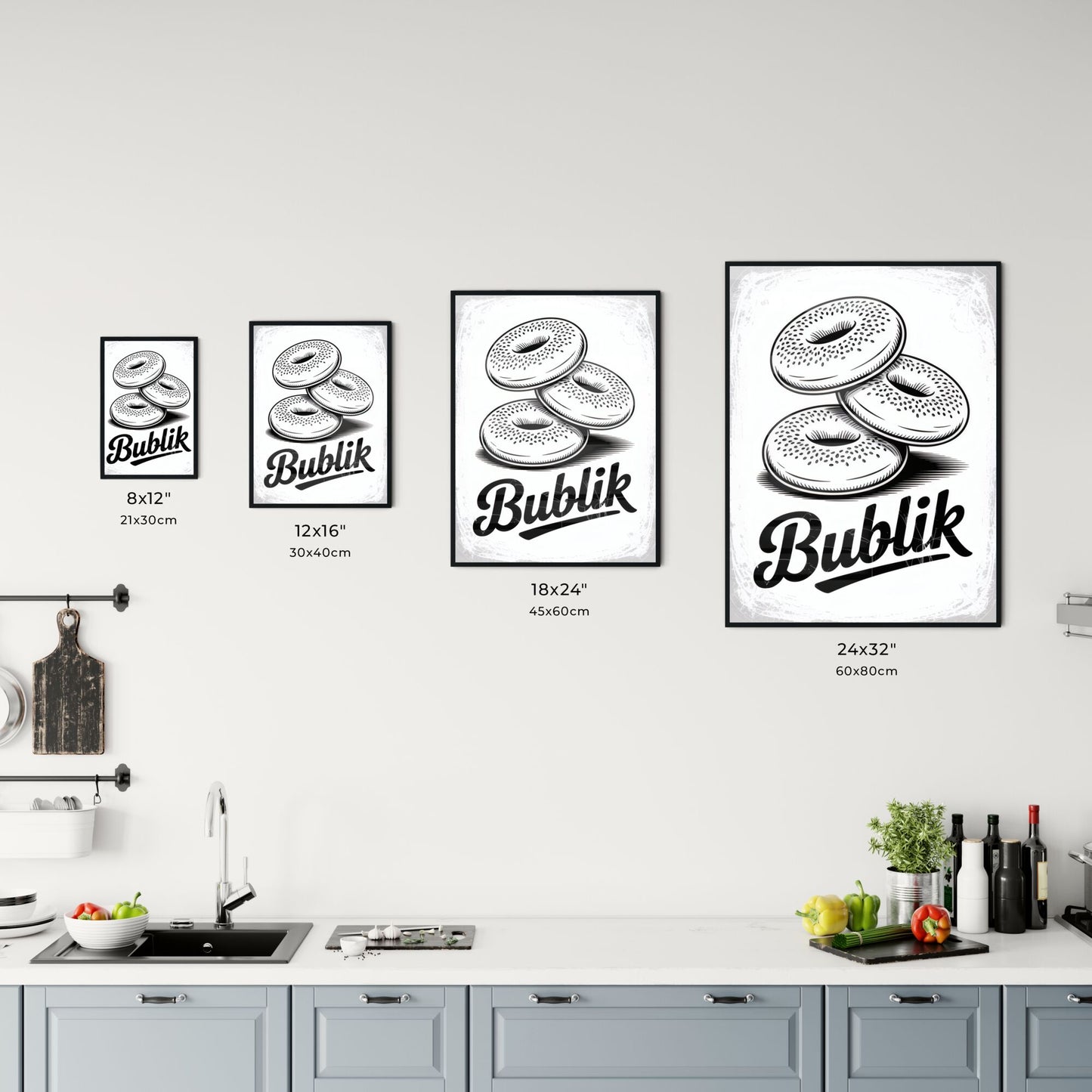 Artistic Illustration of Three Donuts with 'Bublik' Typography for Food and Bakery Themed Designs. Chart