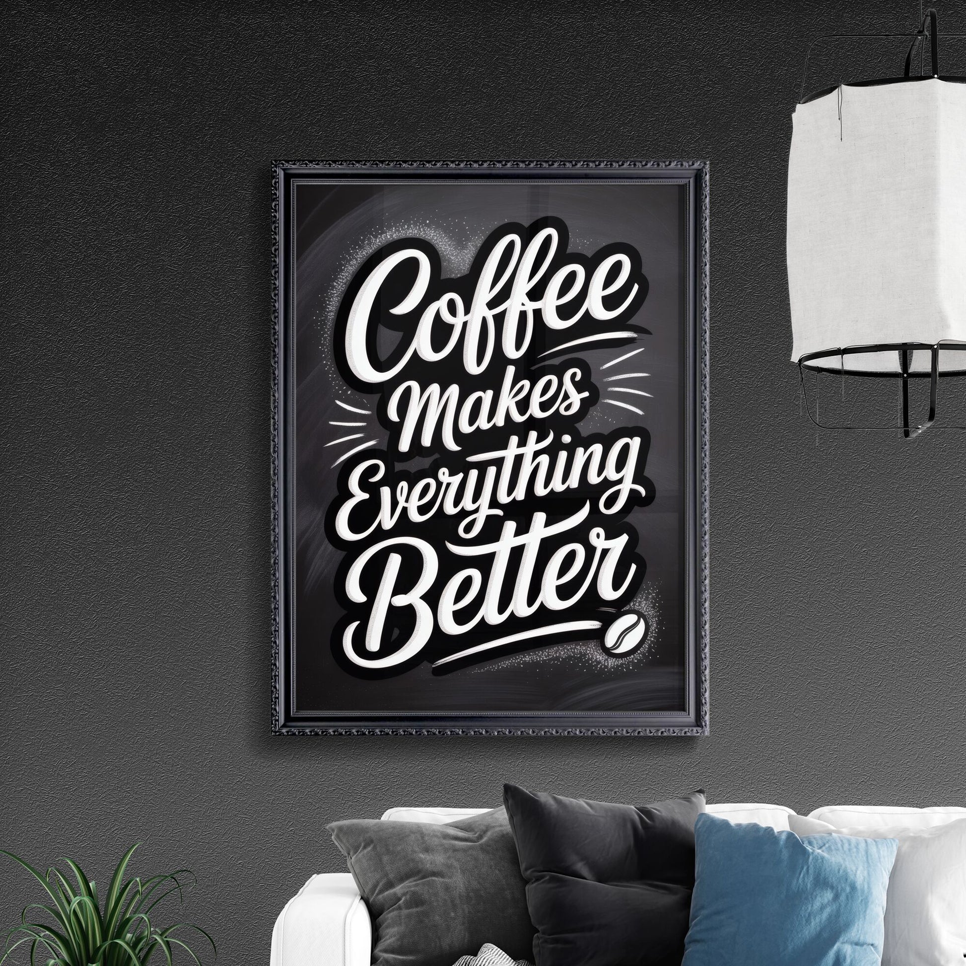 Artistic Typography: Coffee Makes Everything Better on a Chalkboard Background