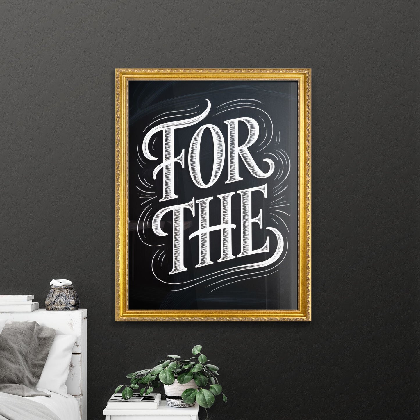 Artistic Typography Design Featuring the Phrases 'For the' in Elegant Hand Lettering Style.