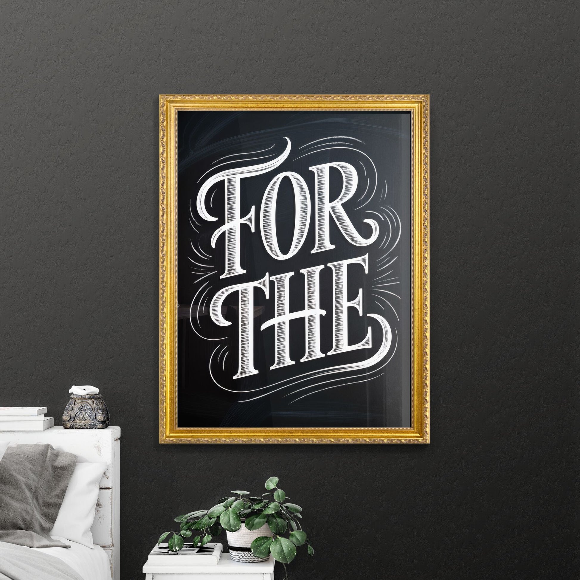 Artistic Typography Design Featuring the Phrases 'For the' in Elegant Hand Lettering Style.