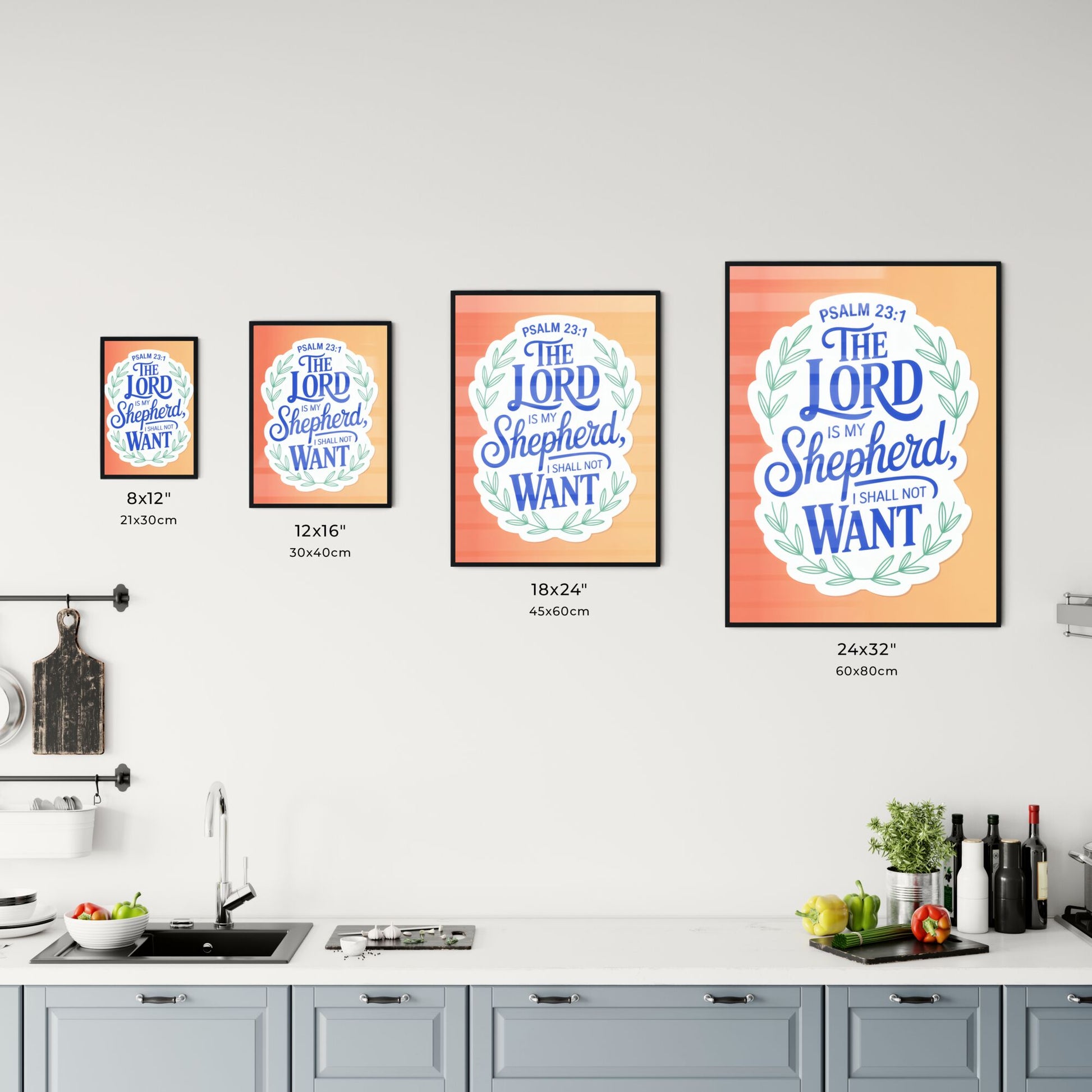 Artistic Typography of Psalm 23:1 Featuring Inspirational Message: 'The Lord is My Shepherd, I Shall Not Want'. Chart