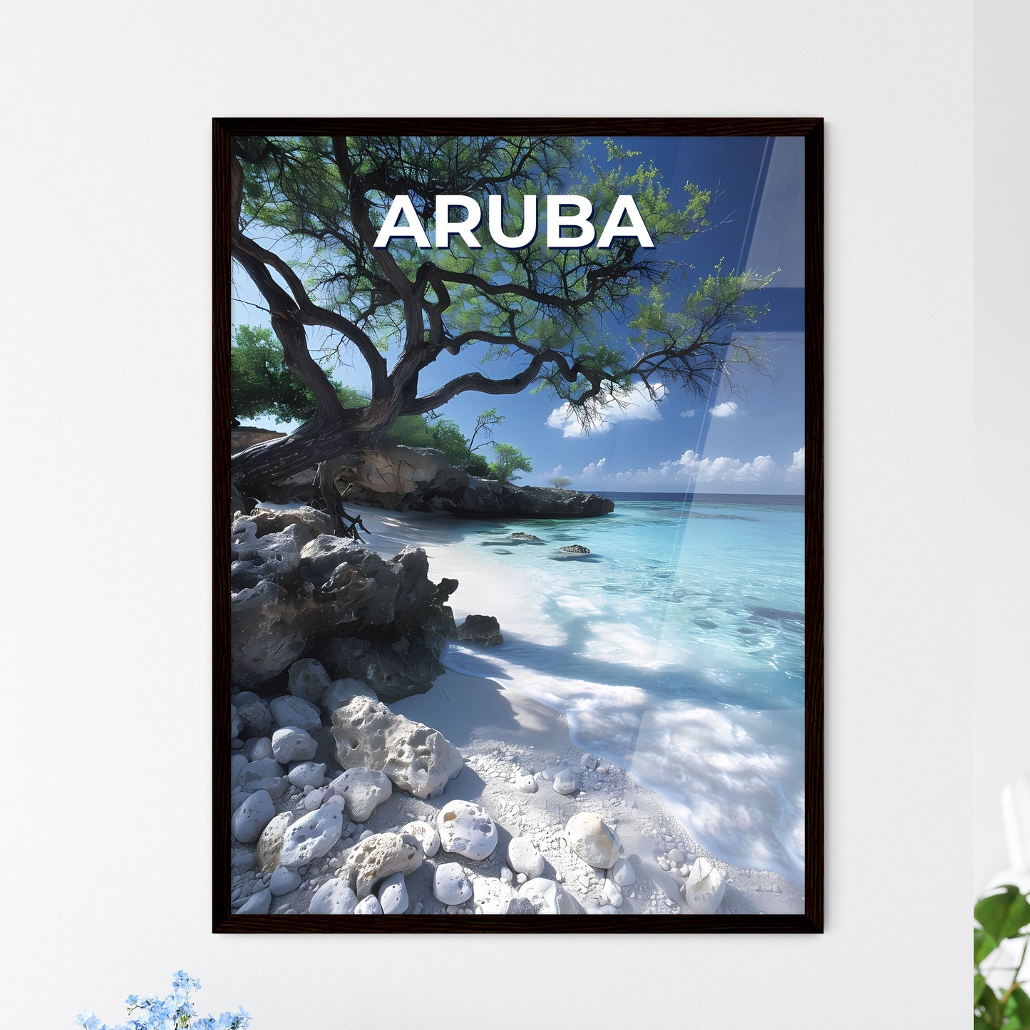 Aruba North America Tree on Beach Art Painting Vibrant Tropical Artwork