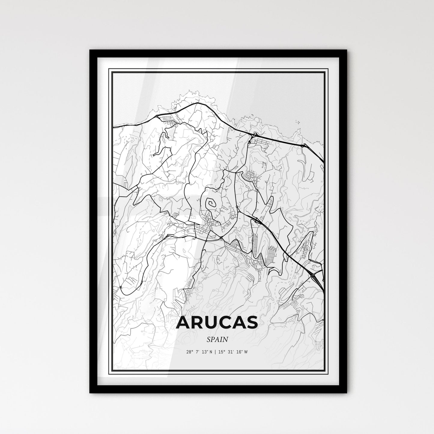 Arucas Spain - Scandinavian Style City Map for Modern Home Decor