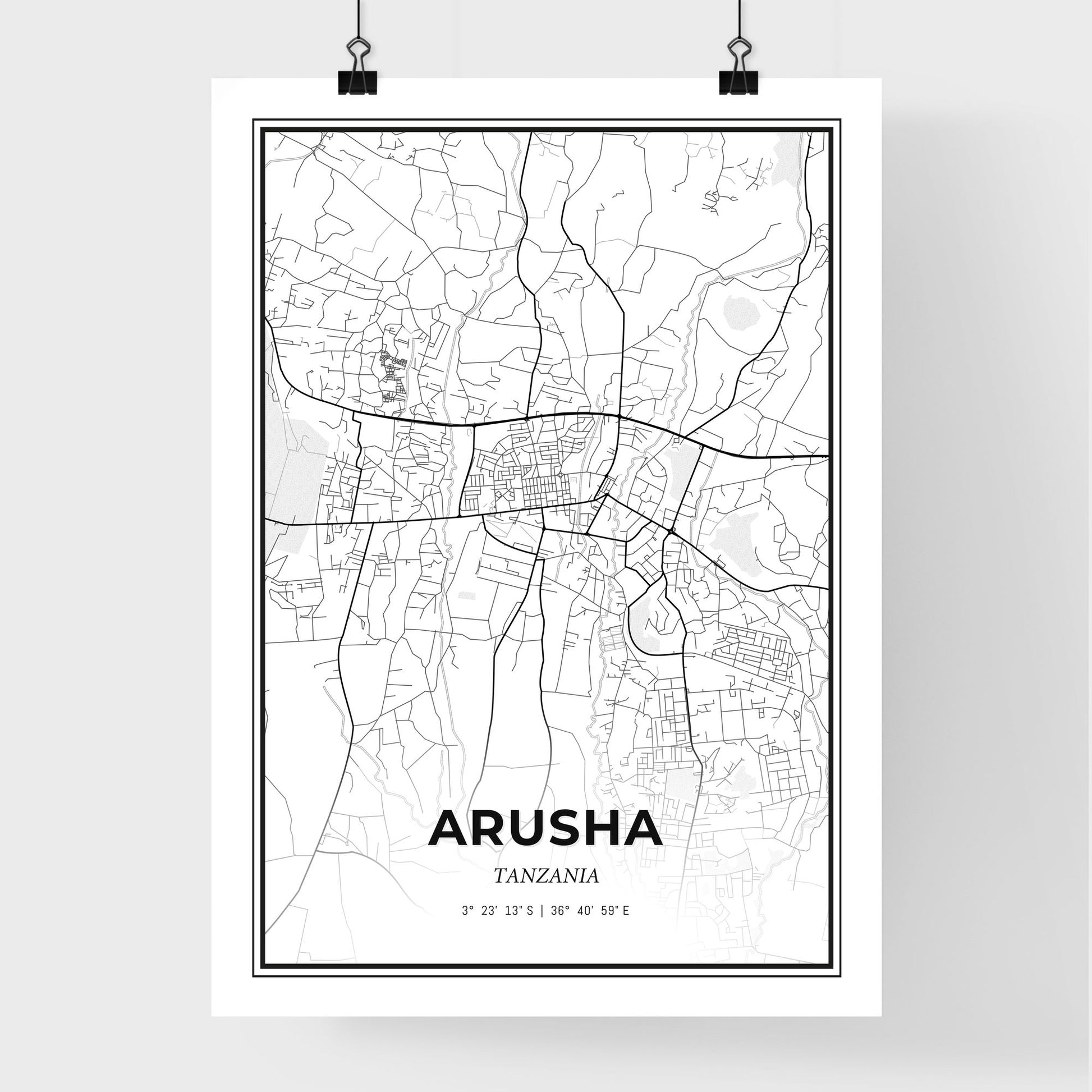 Arusha Tanzania - Premium City Map Poster