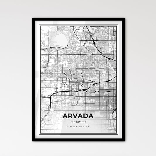 Arvada Colorado - Scandinavian Style City Map for Modern Home Decor