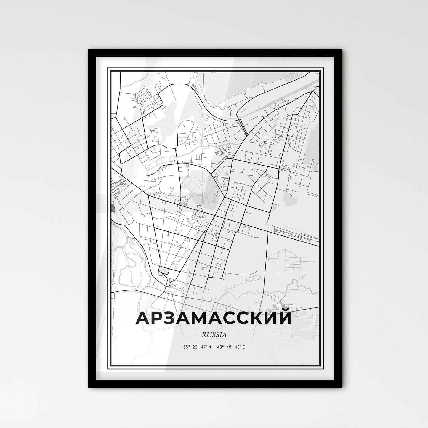 Arzamas Russia - Scandinavian Style City Map for Modern Home Decor