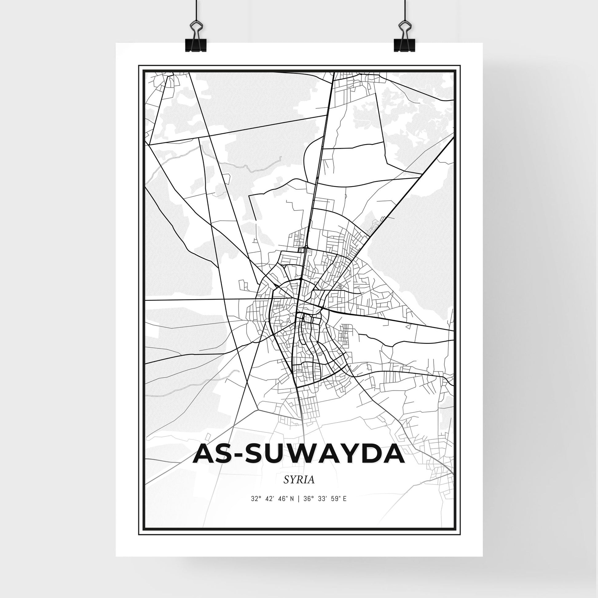 As-Suwayda Syria - Premium City Map Poster