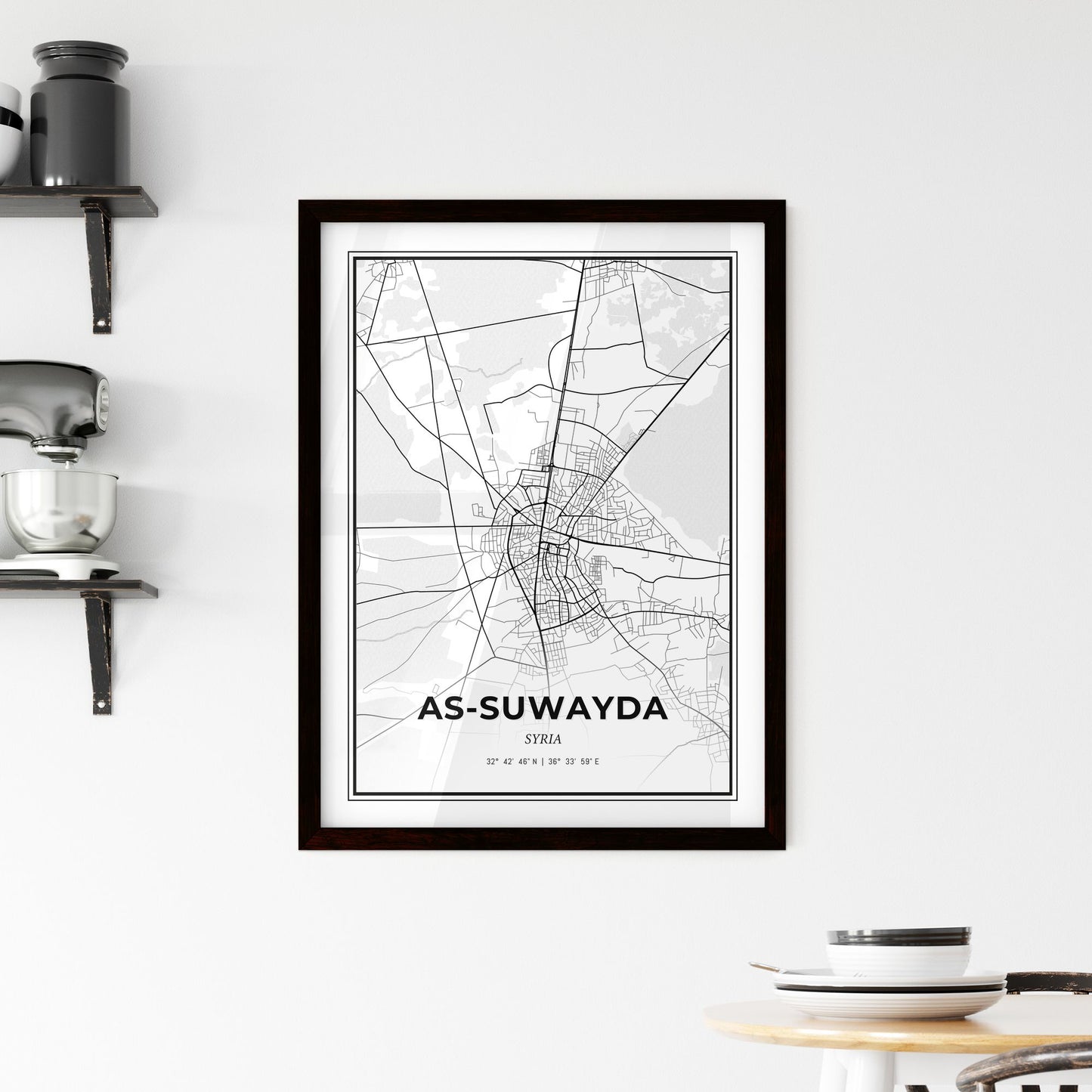 As-Suwayda Syria - Minimal City Map