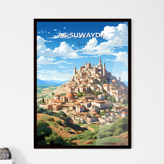 As-Suwayda Skyline Painting, Vibrant Syrian City on a Hill, Artistic Architecture Default Title