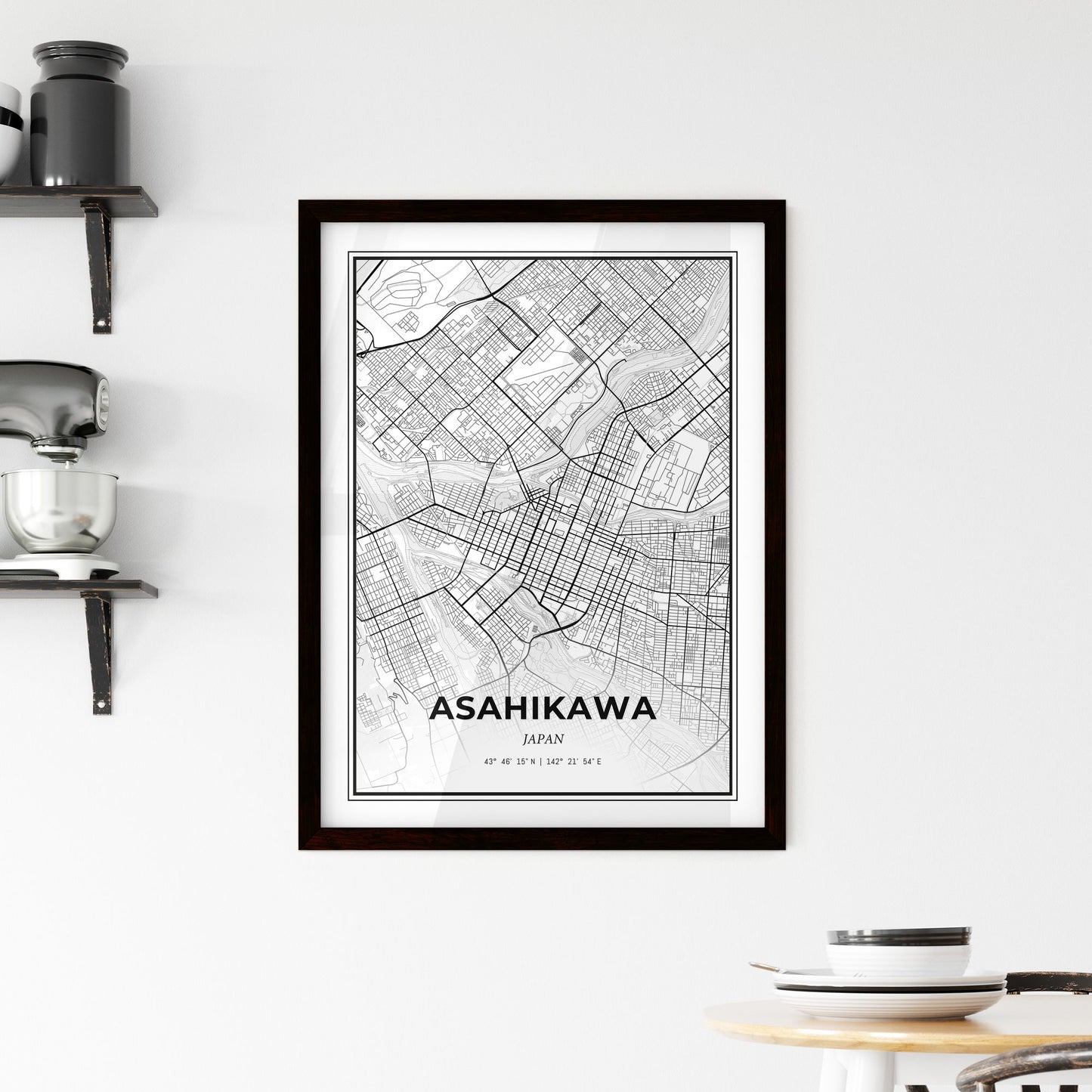 Asahikawa Japan - Minimal City Map